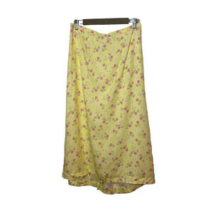 Vtg. Maxi Skirt CJ Banks Sz 14W Yellow Pink Coquette Cottagecore 90s/Y2K